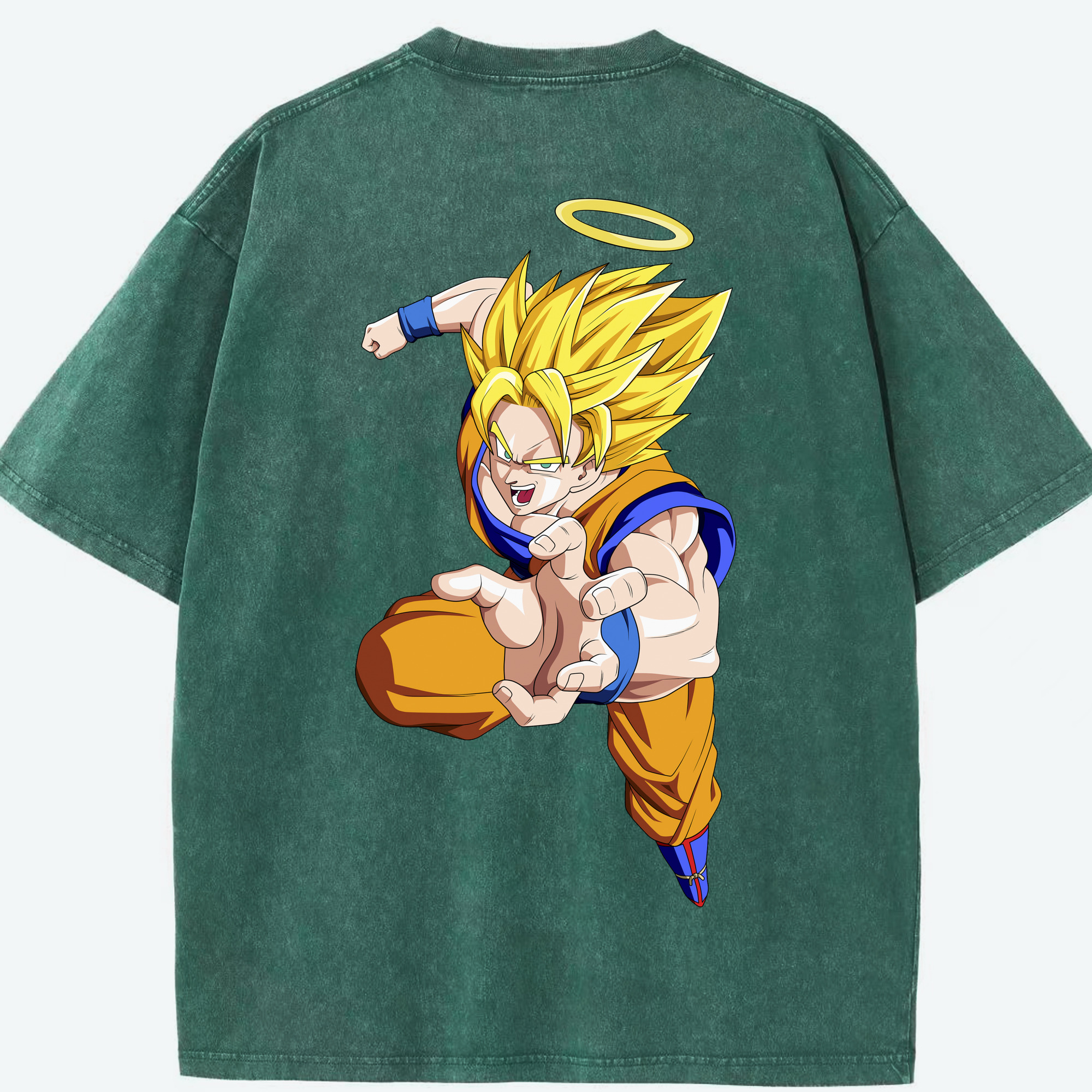 （画像用） ドラゴンボール 孫悟空（そん ごくう）Son Goku カカロット DRAGON BALL Kakarotto 綿100% ヴィンテージ風 半袖Tシャツ（背面プリント）